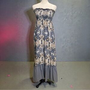 Elegant Gray Strapless Maxi Dress